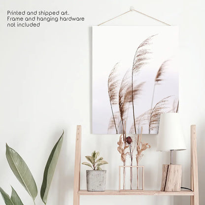 Beige Dried Grass Print. Summer Field