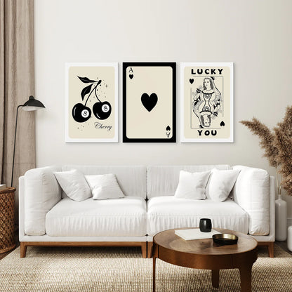 Beige Queen of Hearts Retro Wall Art Poster