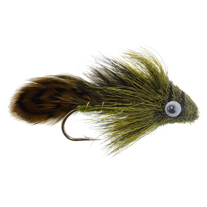Big Eye Olive Sculpin Streamer Flies - 6 Bass and Trout Fly Fishing Flies - Hook Size 2