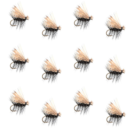 Black Elk Hair Caddis Classic Trout Dry Fly - 12 Flies Size 10