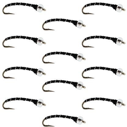 Black Mercury Midge - Glass Bead Head - 12 Flies Size 20