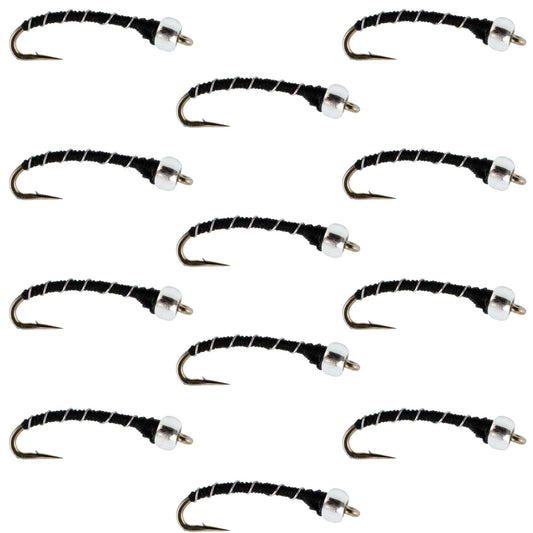 Black Mercury Midge - Glass Bead Head - 12 Flies Size 20