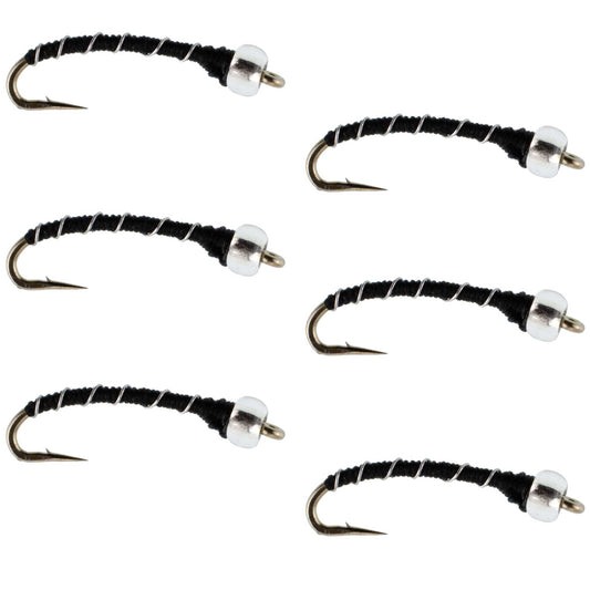 Black Mercury Midge - Glass Bead Head - 6 Flies Size 22