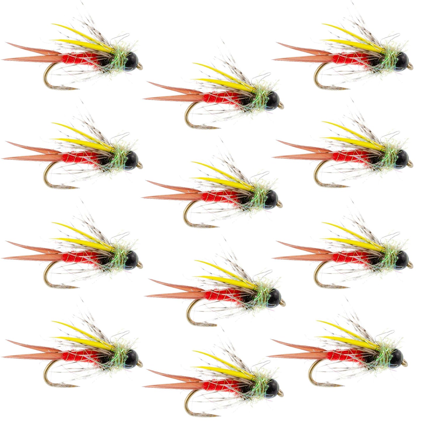 Tungsten Bead Head Nicks Prince Special Nymph Fishing Flies - 12 Flies Hook Size 10