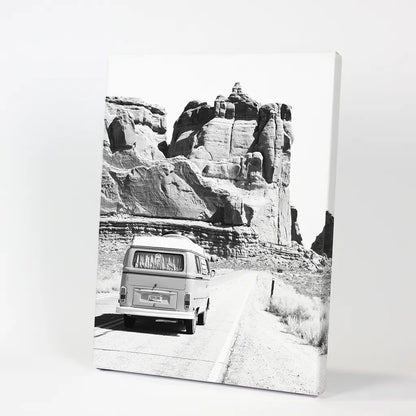 Black White Van Camper Poster. Utah National Park Wall Art