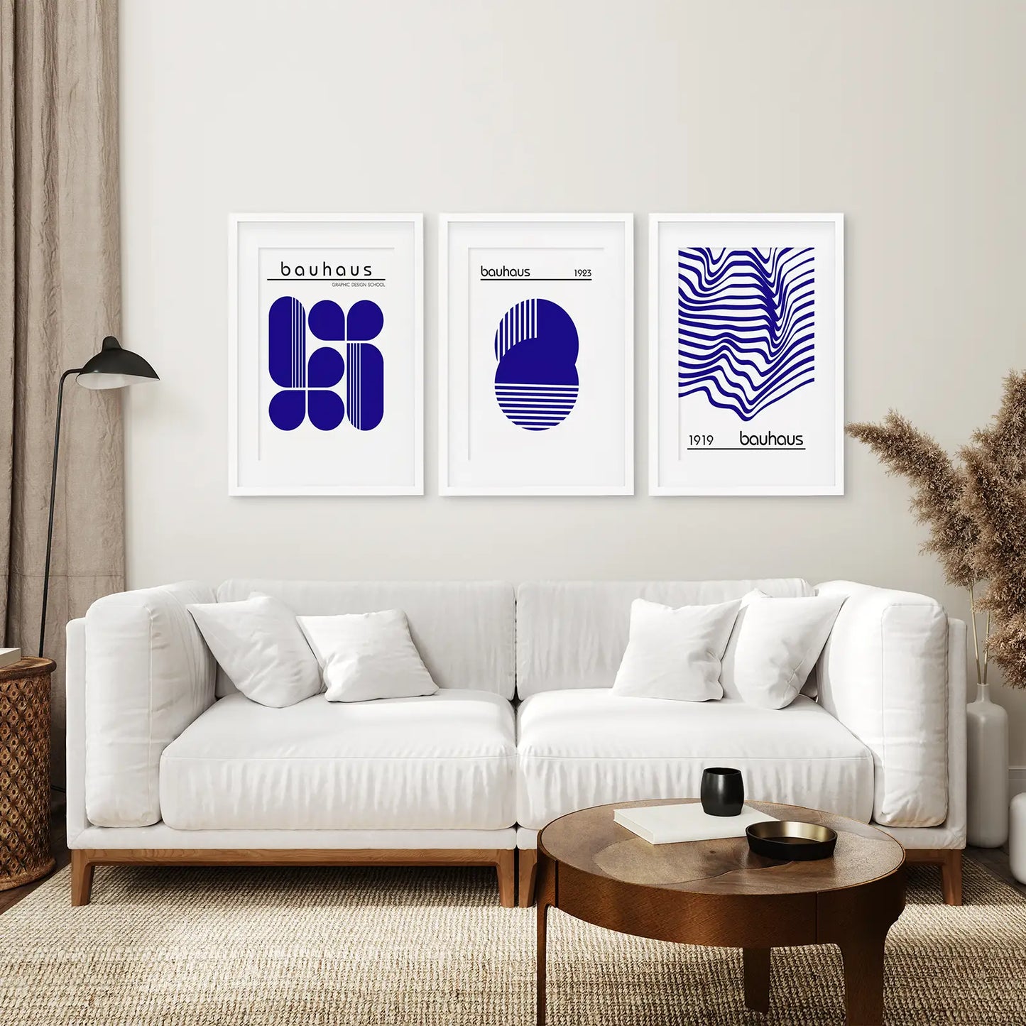 Minimalist Bauhaus Wall Art 3 Piece Print Set