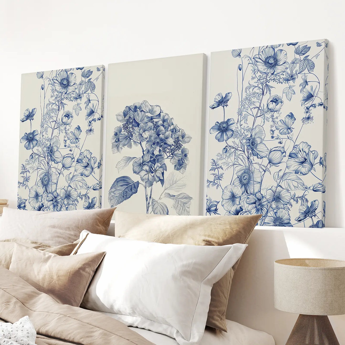 Chinoiserie Blue Flowers Watercolor Poster Decor