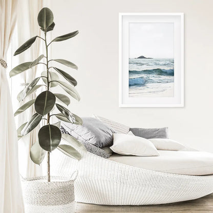 Blue Ocean Waves Poster. Coastal Wall Art