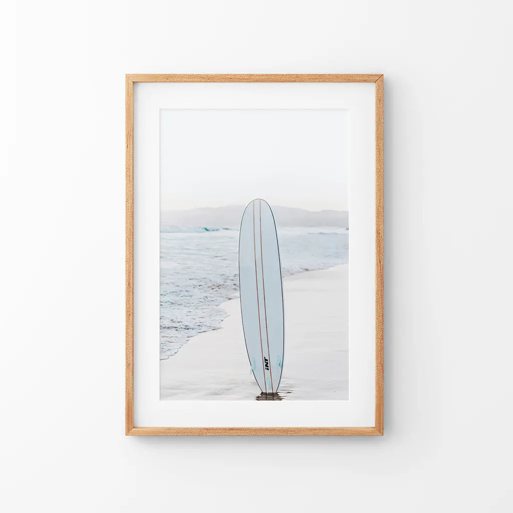 Blue Surfboard Print. Ocean Beach Wall Art