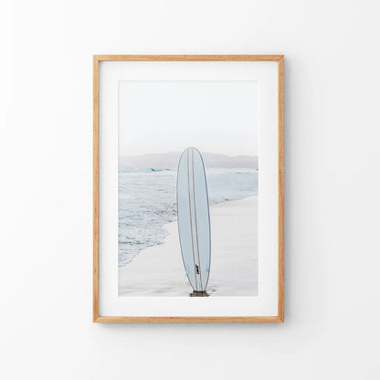 Blue Surfboard Print. Ocean Beach Wall Art