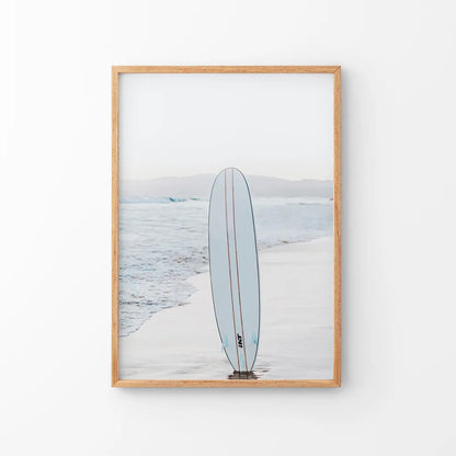 Blue Surfboard Print. Ocean Beach Wall Art