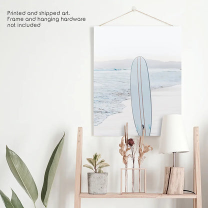 Blue Surfboard Print. Ocean Beach Wall Art
