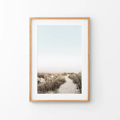 Boho Chic Wall Art Print. Sandy Beach Path, Dried Grass