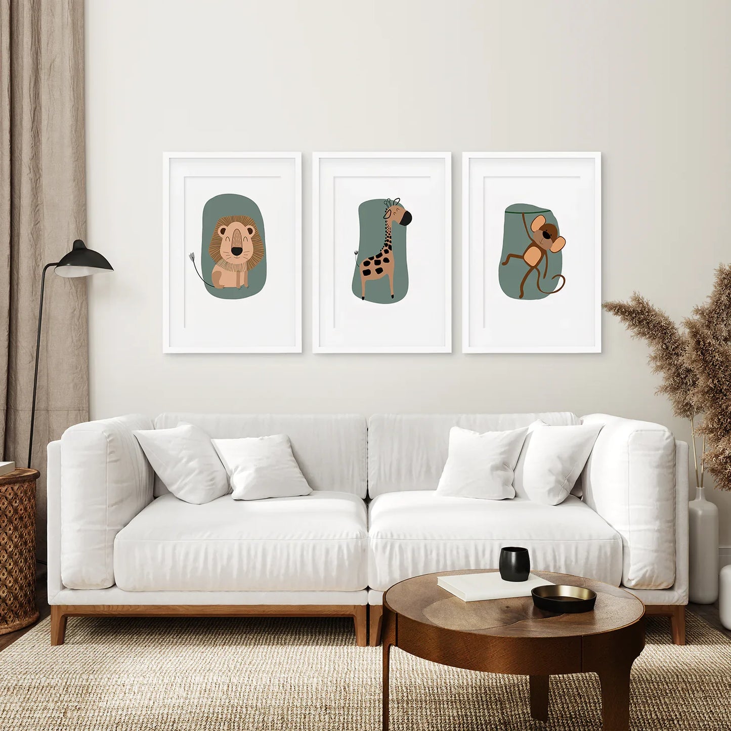 Cute Safari Baby Animals Set of 3 Art Prints