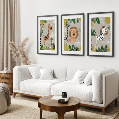 Set of 3 Safari Baby Animal Art Prints