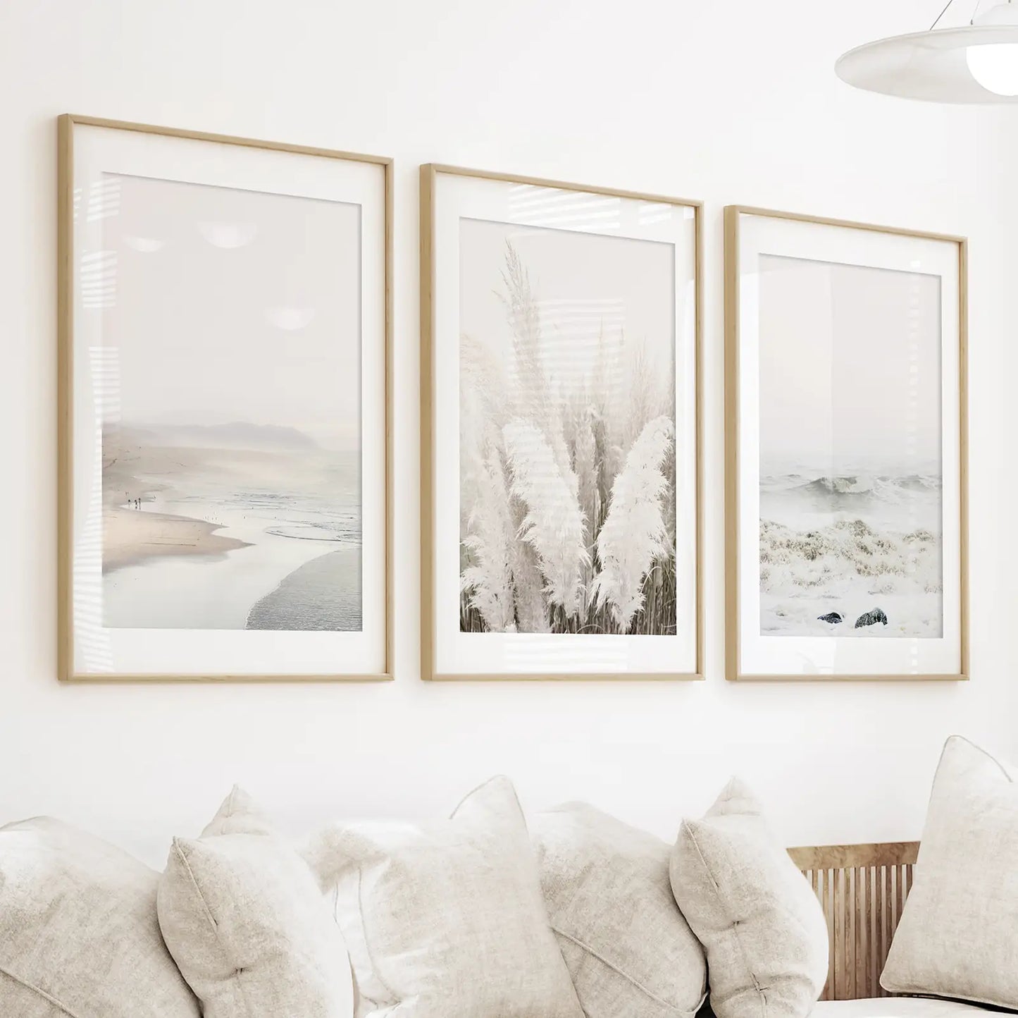 Beige Boho Beach Wall Art. Set of 3 Prints