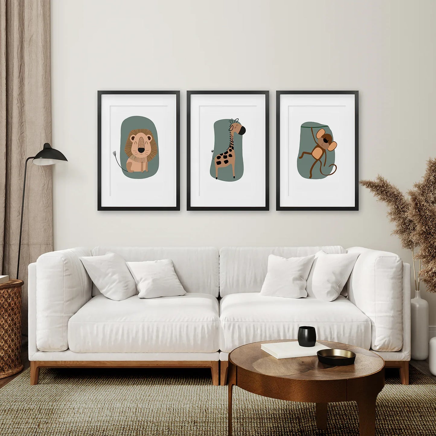 Cute Safari Baby Animals Set of 3 Art Prints