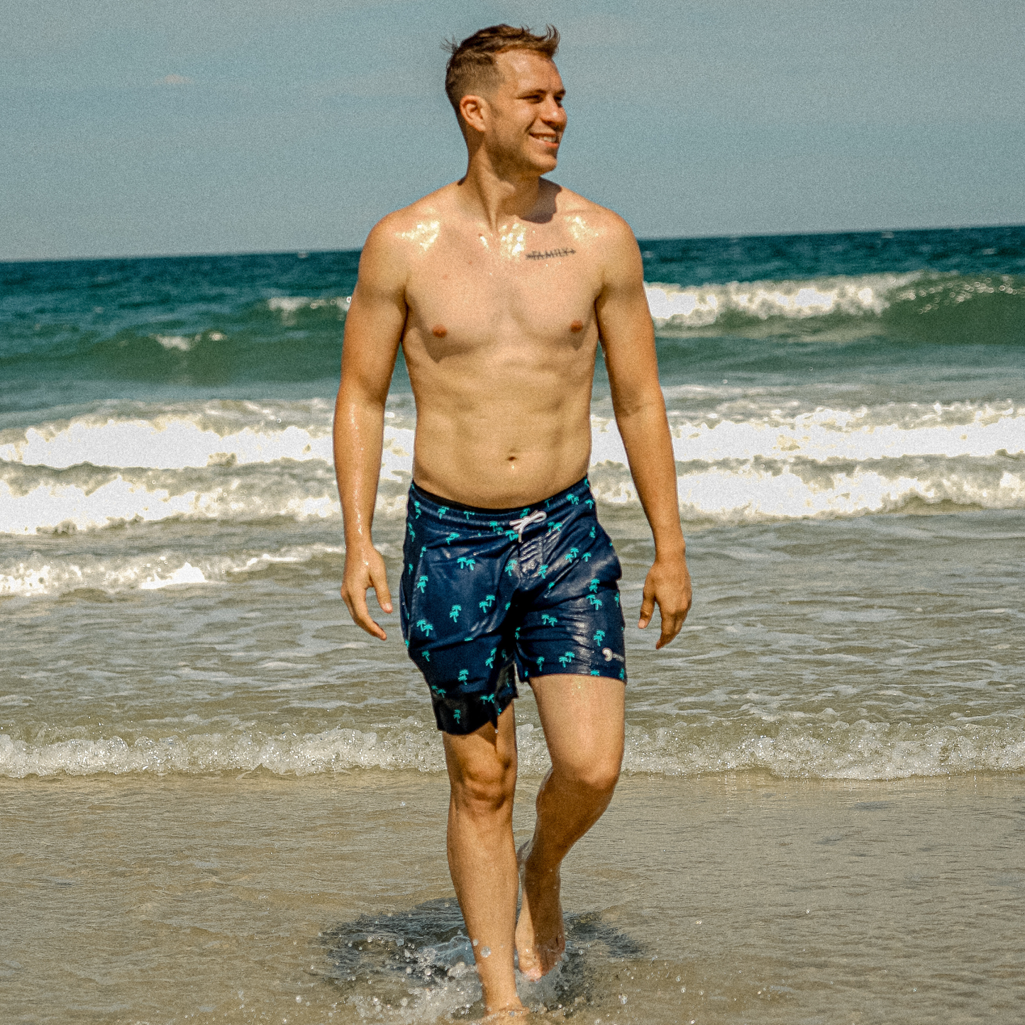 Tropical Trees - Waterproof Swim Shorts With A Waterproof Pocket