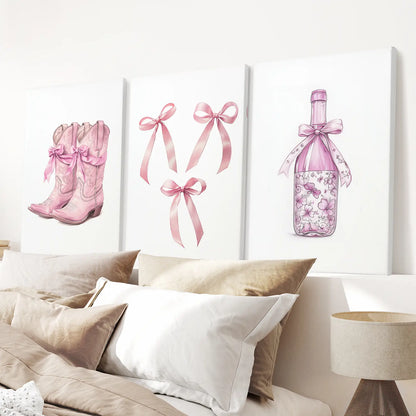 Trendy Pink Wall Art Prints Preppy Room Decor Set