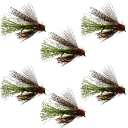 Olive CDC Caddis Emerger 6 Flies Hook Size 16
