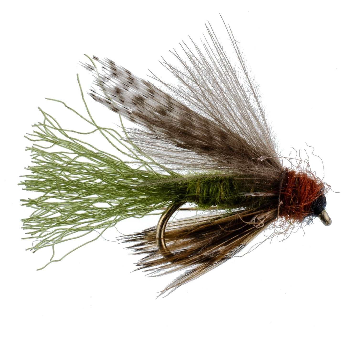 3 Pack Olive CDC Caddis Emerger Flies Hook Size 14