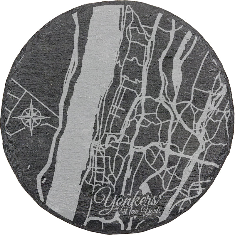 Yonkers, New York Round Slate Coaster