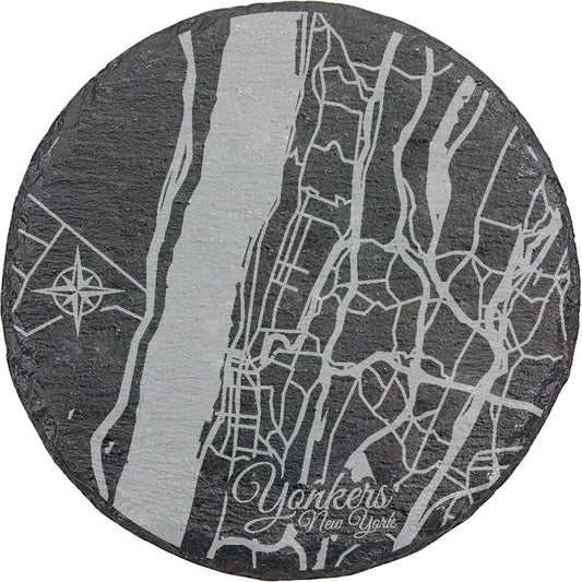 Yonkers, New York Round Slate Coaster