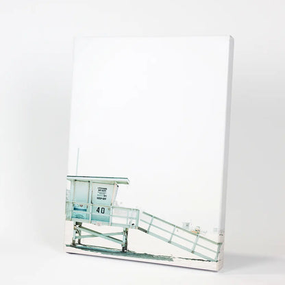 California Coastal Life Themed Print. Blue Lifeguard Hut