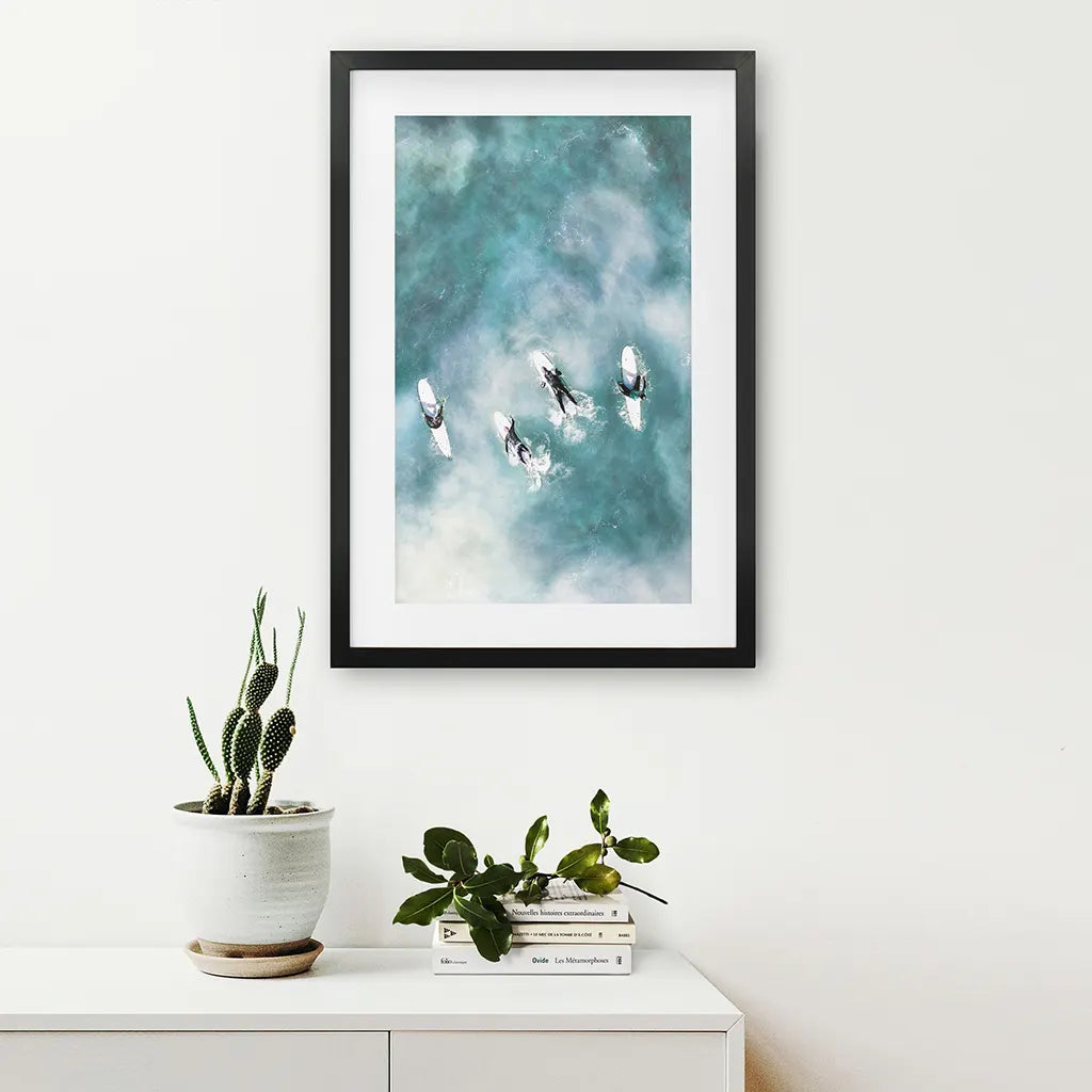 California Surfers Wall Art Print. Aerial Blue Ocean Waves