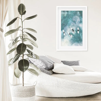 California Surfers Wall Art Print. Aerial Blue Ocean Waves
