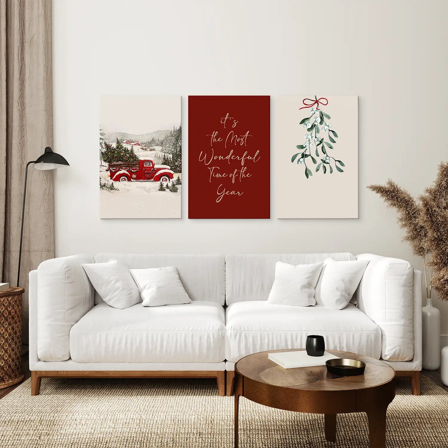 Winter Holiday Landscape Set Of 3 Wall Art