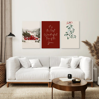 Winter Holiday Landscape Set Of 3 Wall Art