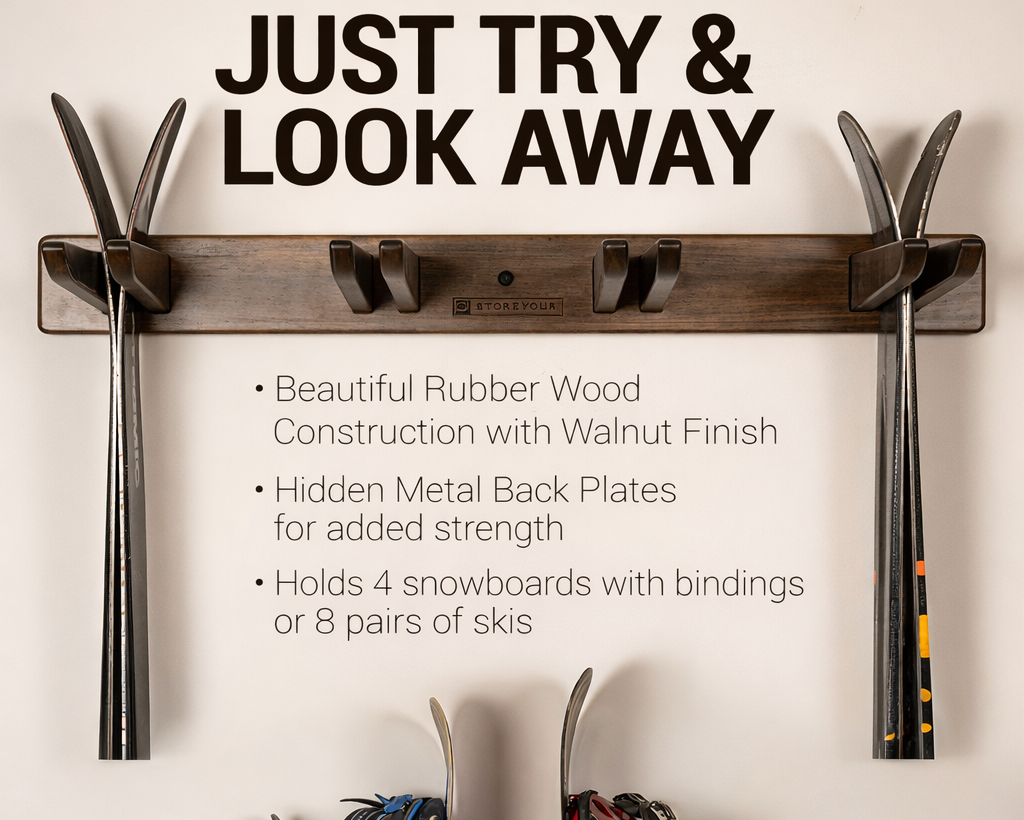 Tuscarora Ski and Snowboard Wood Rack | Holds 4 Pairs