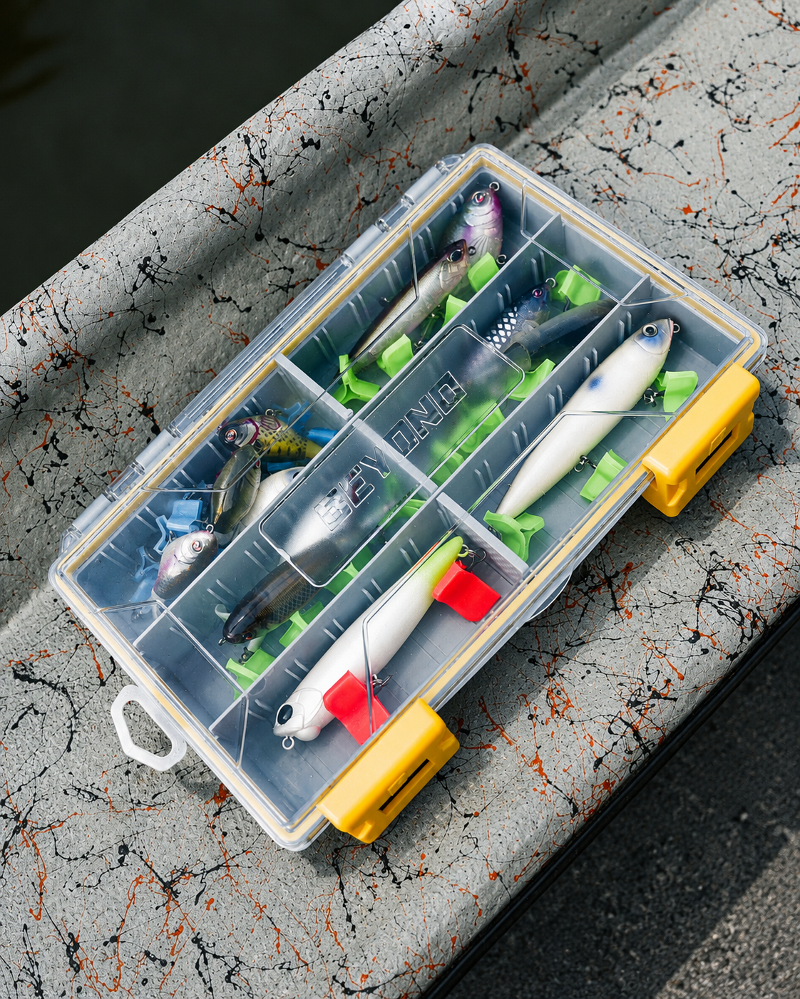 Beyond Fishing DryLock Waterproof Tackle Box, Watertight 3600 & 3700 Tackle Trays with Dual-Latch Seal, Adjustable Removable Dividers & Anti-Rust Desiccant, Lure & Terminal Tackle Organizer
