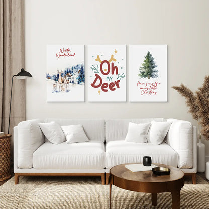 Winter Wonderland Christmas Wall Art Prints Set