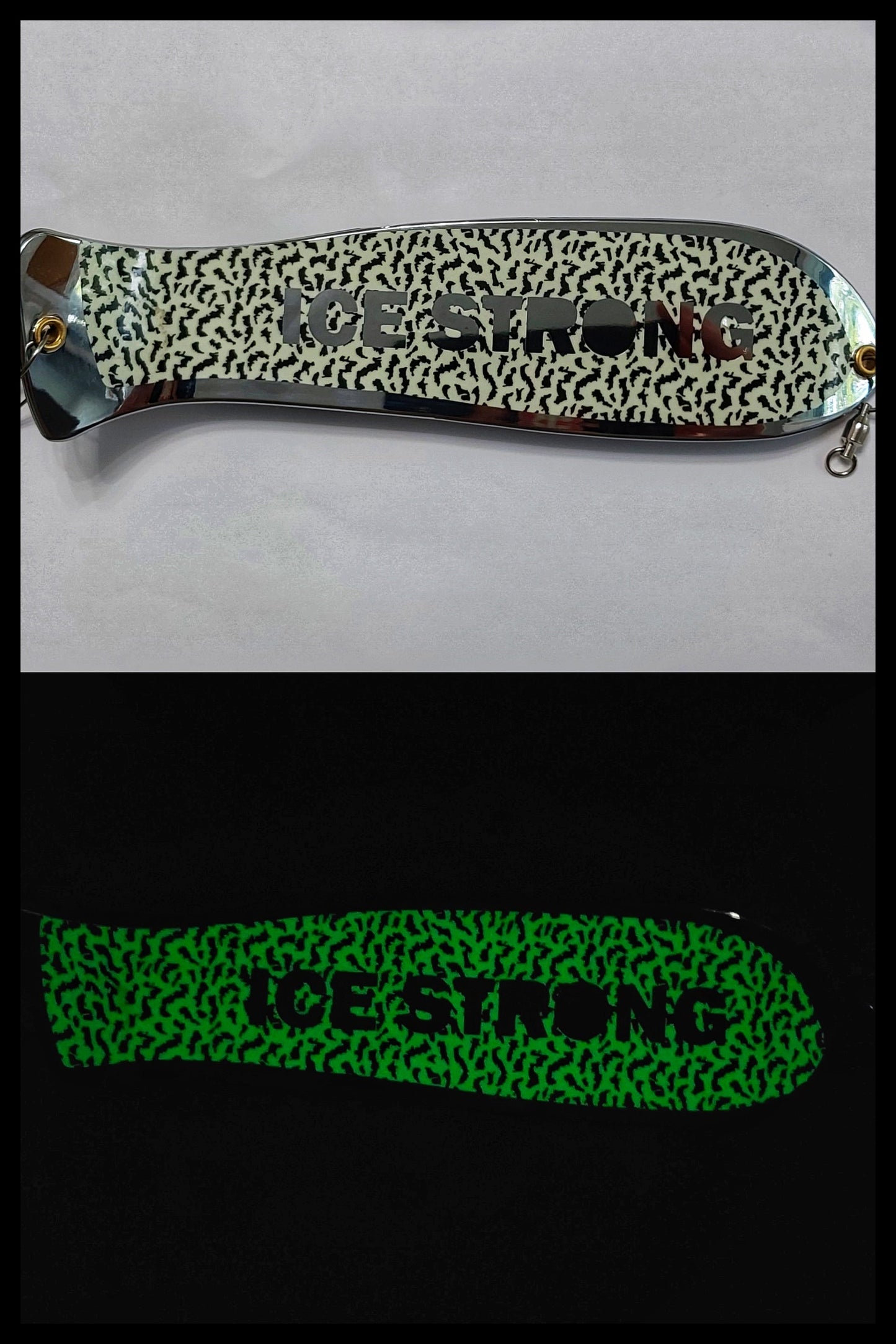 10" Chrome / Glow PERSONALIZED Dual Fin Fishblade