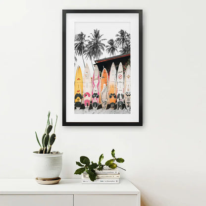 Tropical Beach Life Theme. Orange Surfboards Print