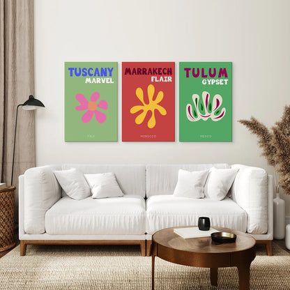 Bright Retro Set of 3 Prints. Preppy Room Decor Aesthetic