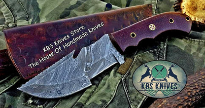 Custom Handcrafted Damascus Steel Tops Tracker Knife - Ideal for Survival, Camping & Tactical Use | KBS Knives