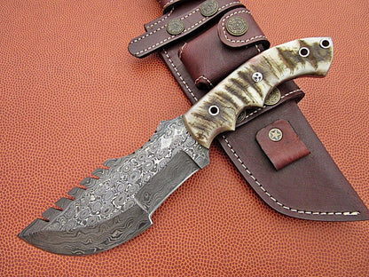 Custom Handcrafted Damascus Steel Tom Brown Tracker Knife - Ideal for Survival, Camping & Tactical Use | KBS Knives