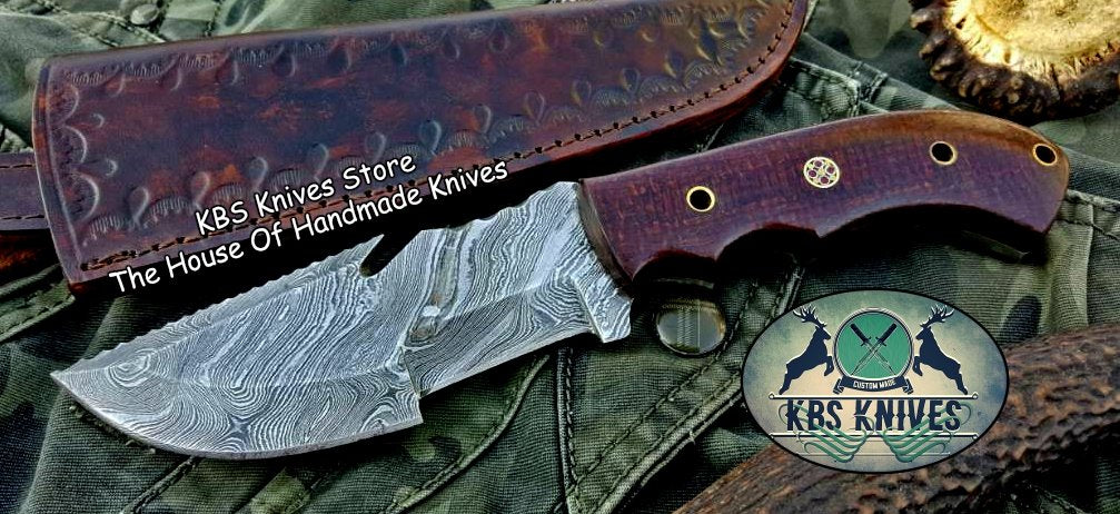 Custom Handcrafted Damascus Steel Tops Tracker Knife - Ideal for Survival, Camping & Tactical Use | KBS Knives