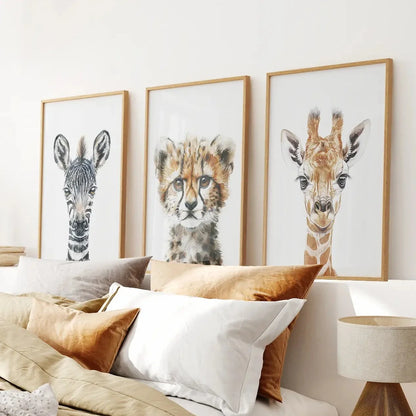 Neutral Safari Wall Art Poster Set Nursery Decor