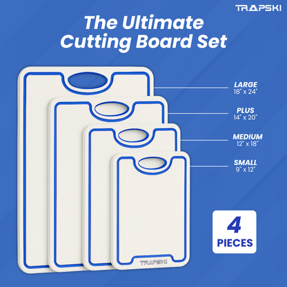TRAPSKI Premium 1/2 Inch Thick HDPE Cutting Boards | Food-Grade Kitchen Prep Surface | Juice Grooves | Made in the USA