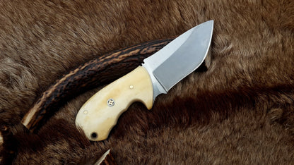 Compact D2 Steel Field Dressing Deer Skinning Knife – 6.5 Inch Blade with Bone Handle