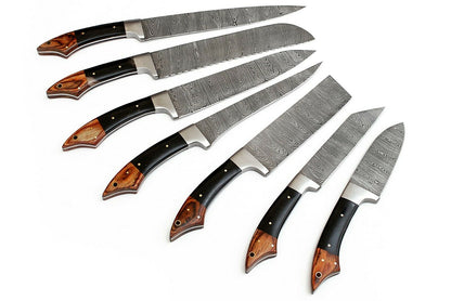 07 PCS Custom Handmade Damascus Steel Kitchen Set