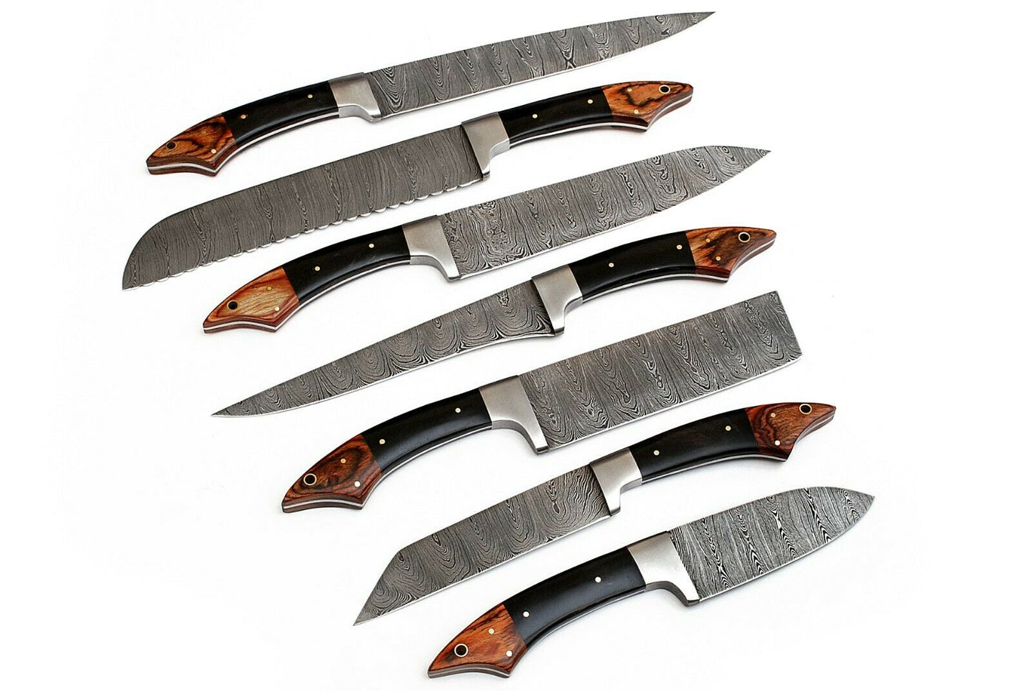 07 PCS Custom Handmade Damascus Steel Kitchen Set