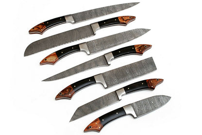 07 PCS Custom Handmade Damascus Steel Kitchen Set