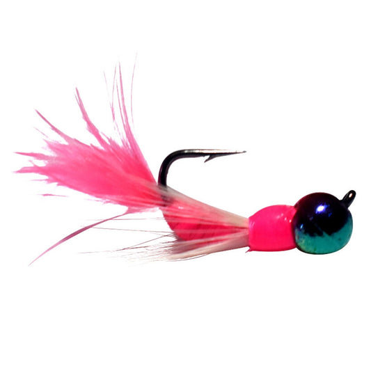 PINK/WHITE/RAINBOW METALLIC TUNGSTEN AKUA JIG FLARE