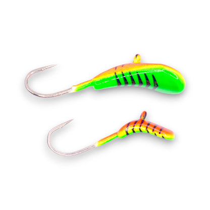 ORANGE GREEN STRIPE GLOW ROCKER TUNGSTEN JIG