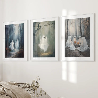 Dark Halloween Spooky Ghost Wall Art Prints Decor